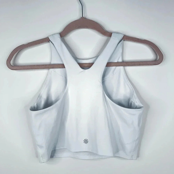 Athleta Conscious Crop Bra White Sports Bra High Neck Athleisure Size Small - Picture 4 of 7